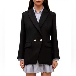 Maje Blazer Vilma Black Wool Womens 40 Large Suit Jacket Capsule